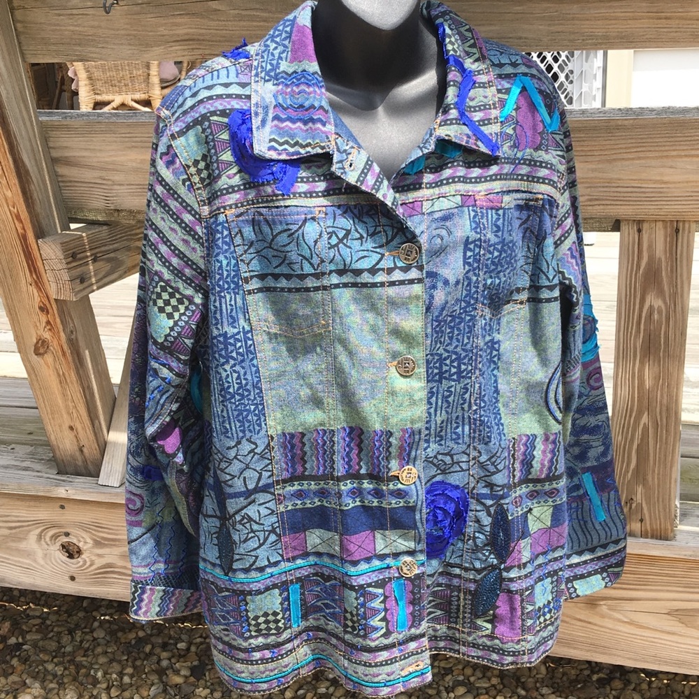 Additions By Chico’s Patchwork Denim Jacket - image 1